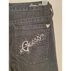 Guess Daredevil Womens 28 Black Denim Dark Bootcut Flare Jean 30x32 Stretch Logo